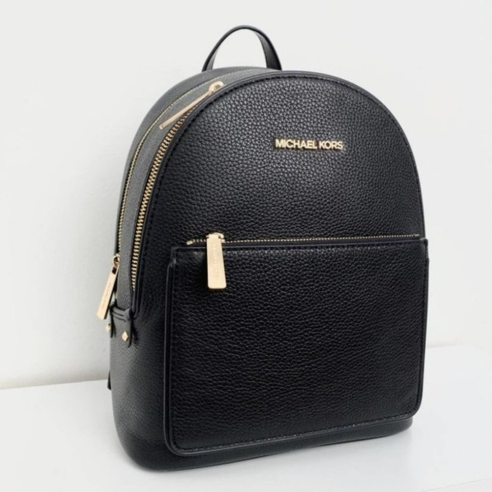 New Michael Kors Adina Backpack Medium black leather bag new - Picture 3 of 8